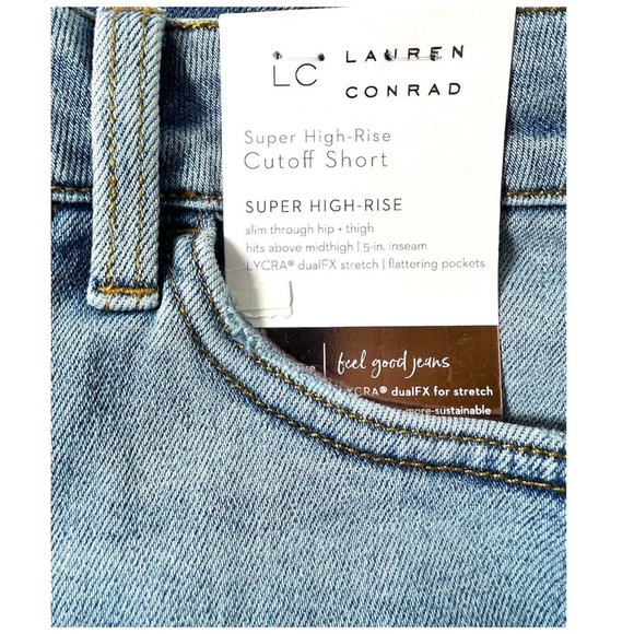 LC Lauren Conrad Womens High Rise Distressed Button Fly Jean Shorts Sz 16 NWT - Picture 6 of 8